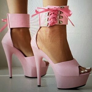New Y2k Pleaser Barbie Pink Stripper Dancer PlatformHeels Corset Boudoir 41 10